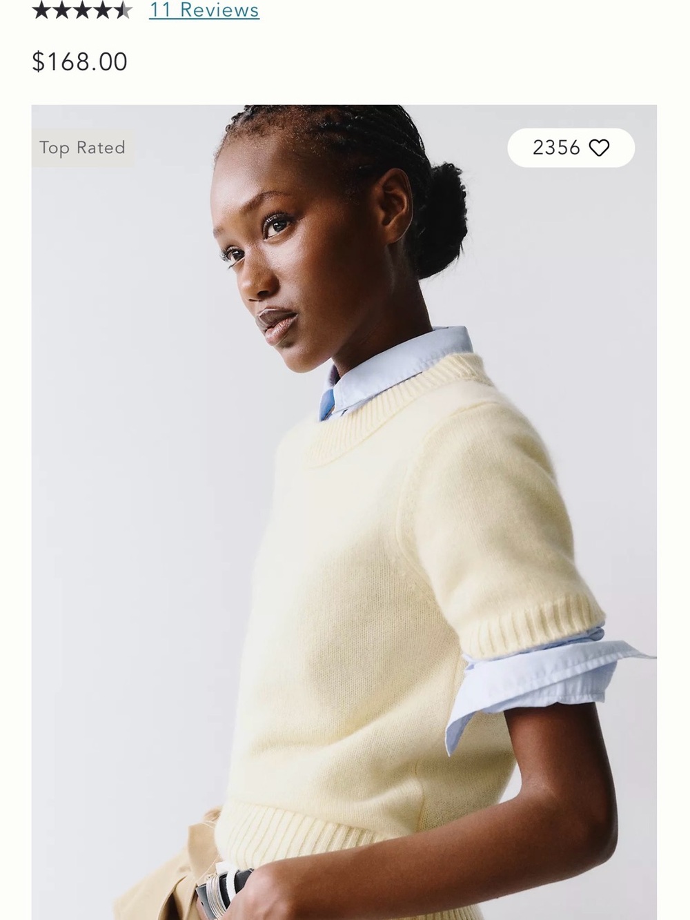 Maeve butter-yellow Short-Sleeve Crewneck Sweater